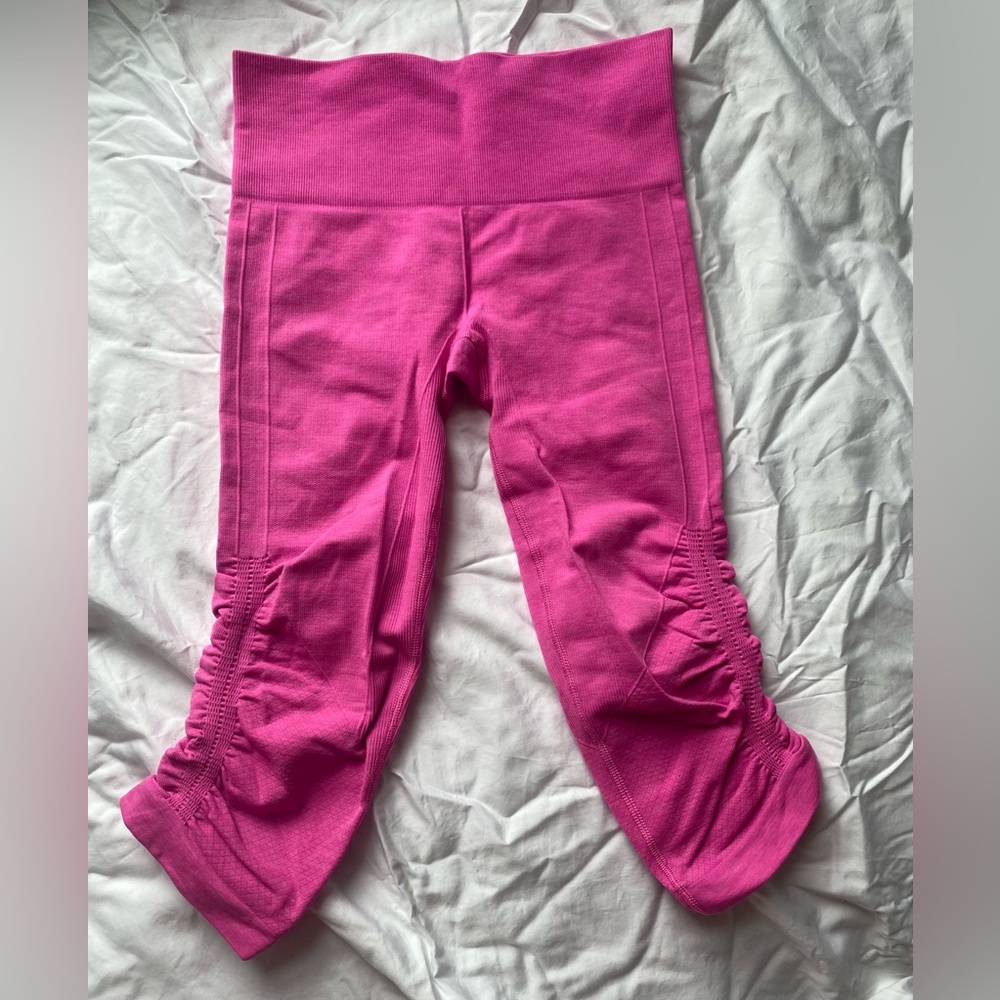 Lululemon In The Flow Cropped Leggings, Size: 2, Color: Hot Pink